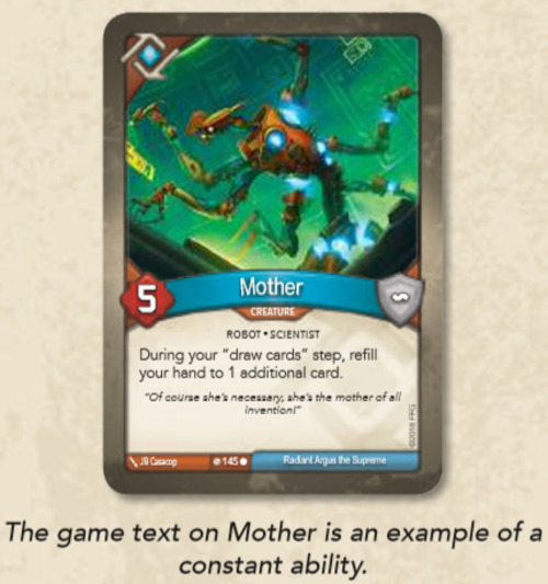 The game text on Mother is an example of a constant ability